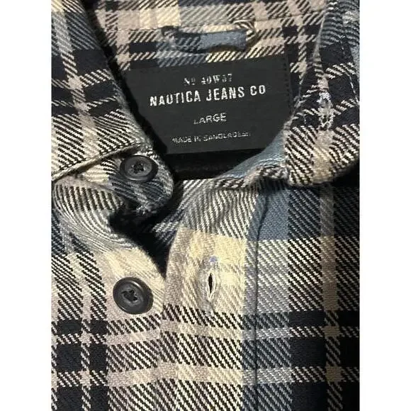Nautica Men's Blue Plaid Button-Up Shirt L NWT - Picture 4 of 6